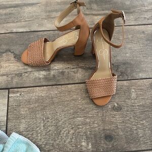 Jessica Simpson Tan Woven Strap Heels